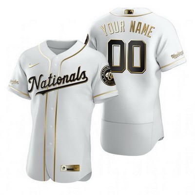 Men's Women Youth Washington Nationals Customized White Gold 2020 FlexBase Jersey