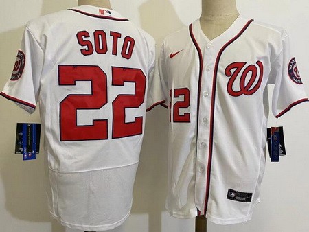 Men's Washington Nationals #22 Juan Soto White Authentic Jersey