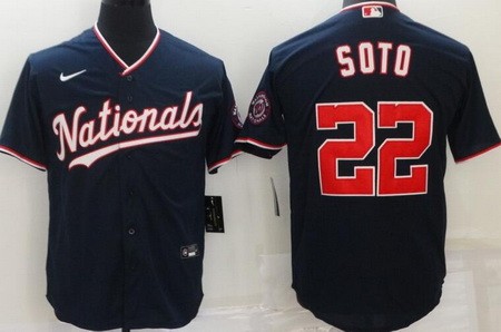 Men's Washington Nationals #22 Juan Soto Navy Alternate Cool Base Jersey