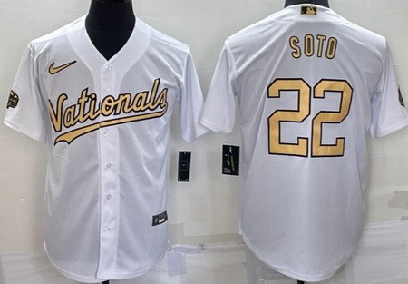Men's Washington Nationals #22 Juan Soto White 2022 All Star Cool Base Jersey