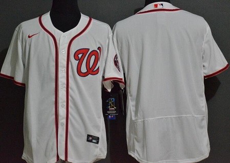 Men's Washington Nationals Blank White FlexBase Jersey