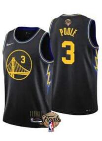 Mens Golden State Warriors 3 Jordan Poole Black Gold Jersey