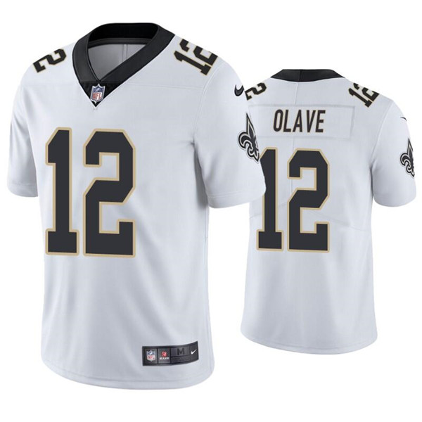 Men's New Orleans Saints 12 Chris Olave White Vapor Limited Stitched Jersey