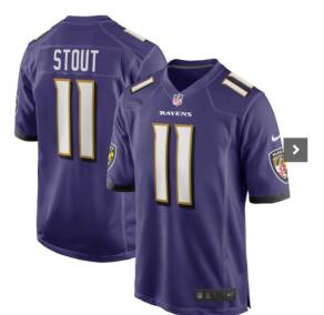 Baltimore Ravens 11 Jordan Stout Purple Jerseys