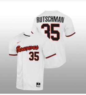 Oregon State Beavers 35 Rutschman White Jerseys