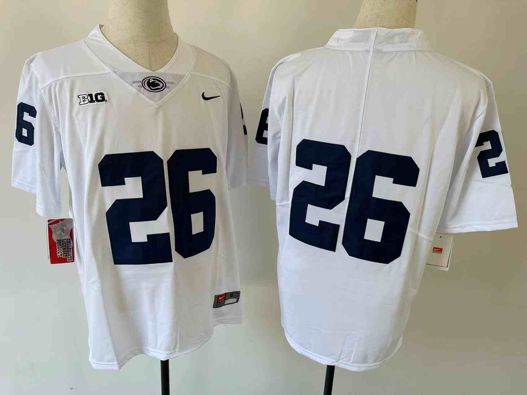 Men's Penn State Nittany Lions #26 BARKLEY White College Football Jersey