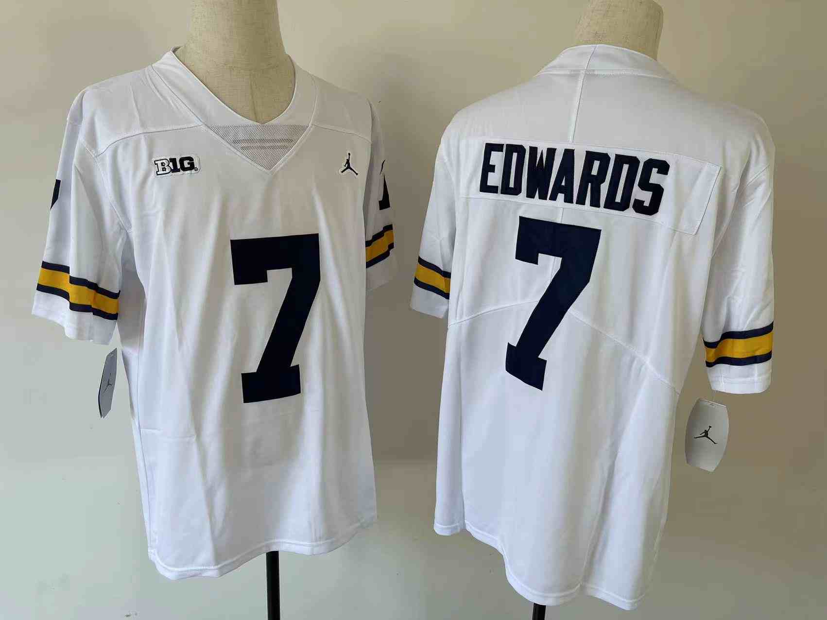 Men's Michigan Wolverines #7 Donovan Edwards White  Football Jersey