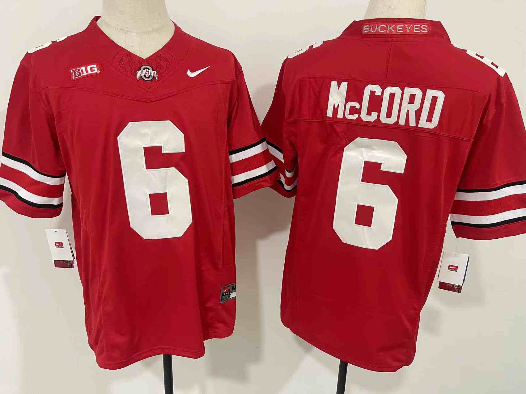 Men's Ohio State Buckeyes #6 Kyle McCord Red 2023 F.U.S.E. Limited Stitched Jersey