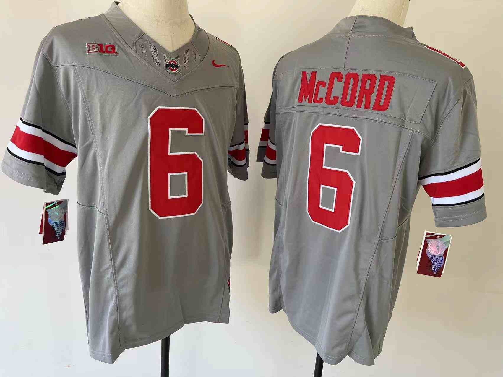Men's Ohio State Buckeyes #6 Kyle McCord Gray 2023 F.U.S.E. Limited Stitched Jersey
