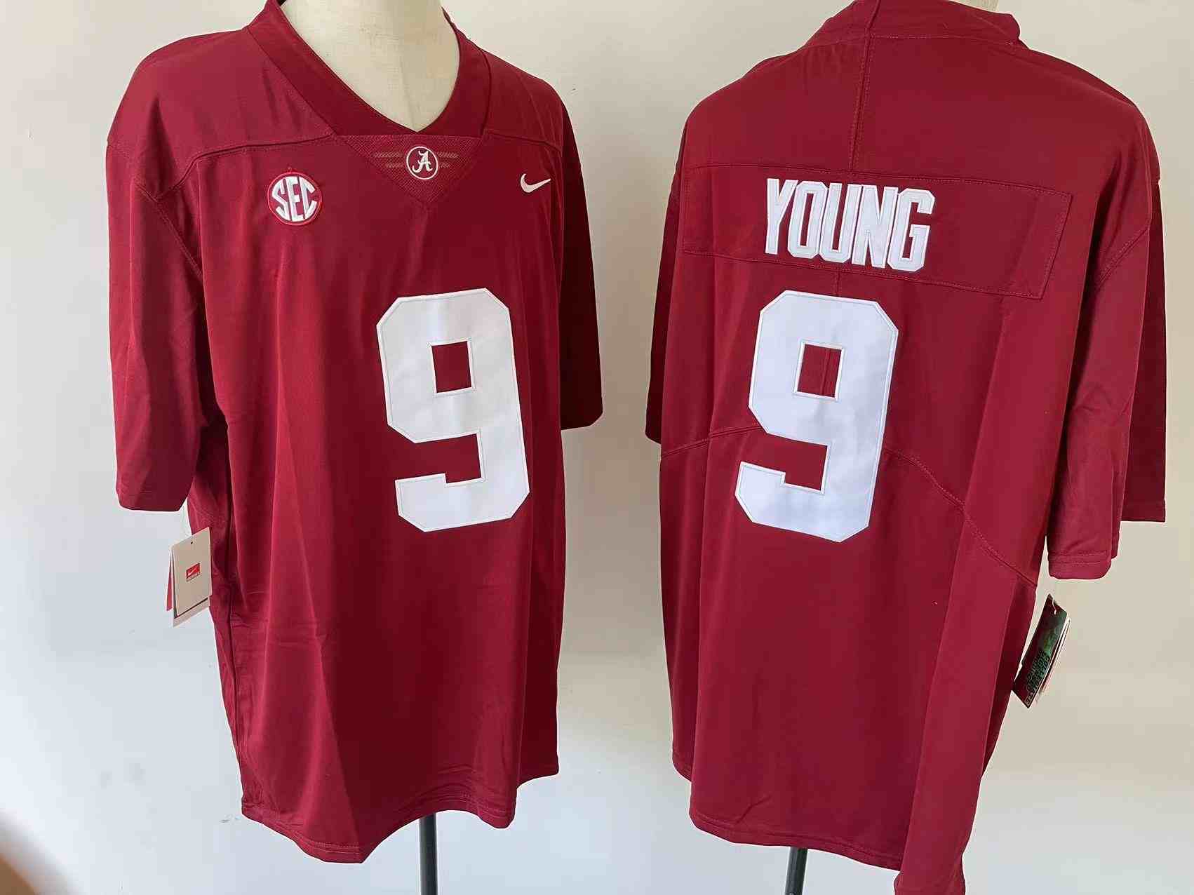 Men's Alabama Crimson Tide #9 Bryce Yong Red   College Football Jerseys