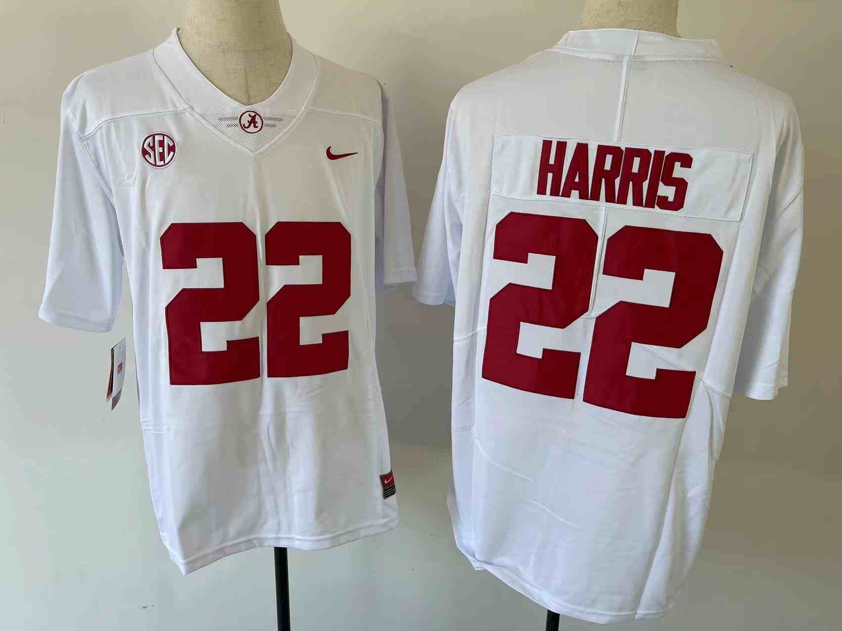 Men's Alabama Crimson Tide #22 Najee Harris White College Football Jerseys