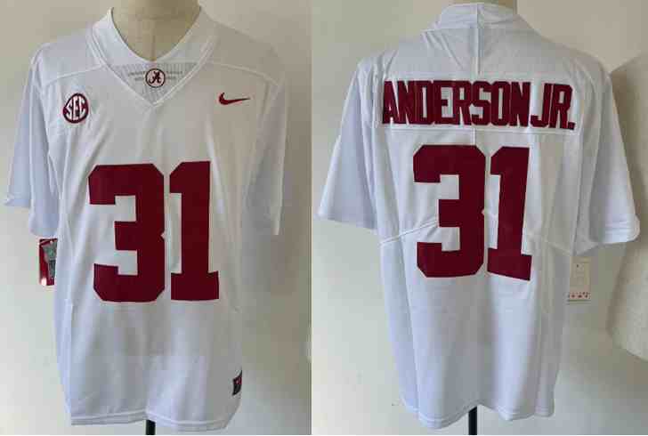 Men's Alabama Crimson Tide #31 Will Anderson Jr. White    College Football Jerseys