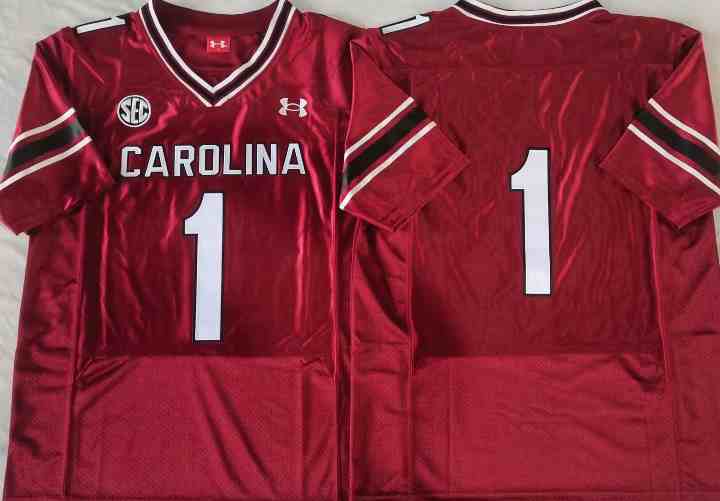 Men's South Carolina Gamecocks  #1 Red Logo Replica Football Jersey