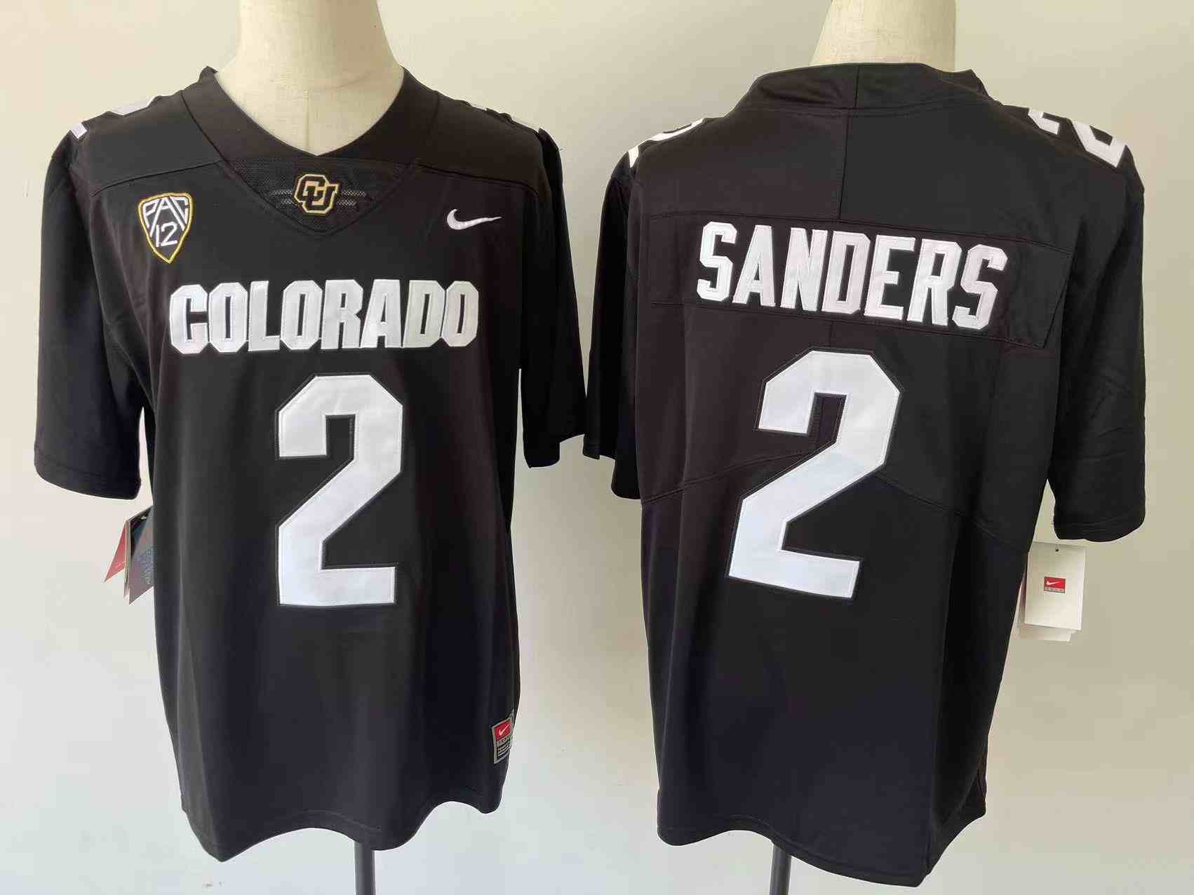 Men's  Colorado Buffaloes #2  Shedeur Sanders Black  NIL Football Player Jersey