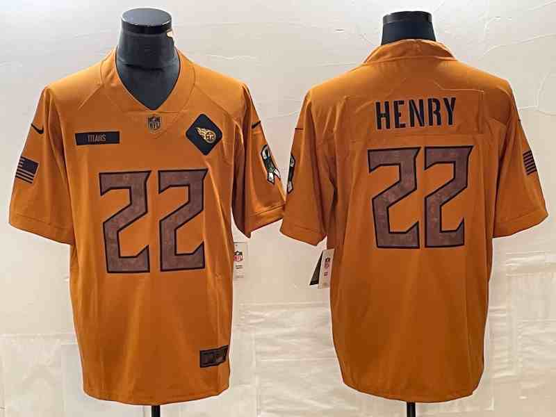 Men's Tennessee Titans #22 Derrick Henry 2023 Brown Salute To Service Limited Stitched Football Jersey