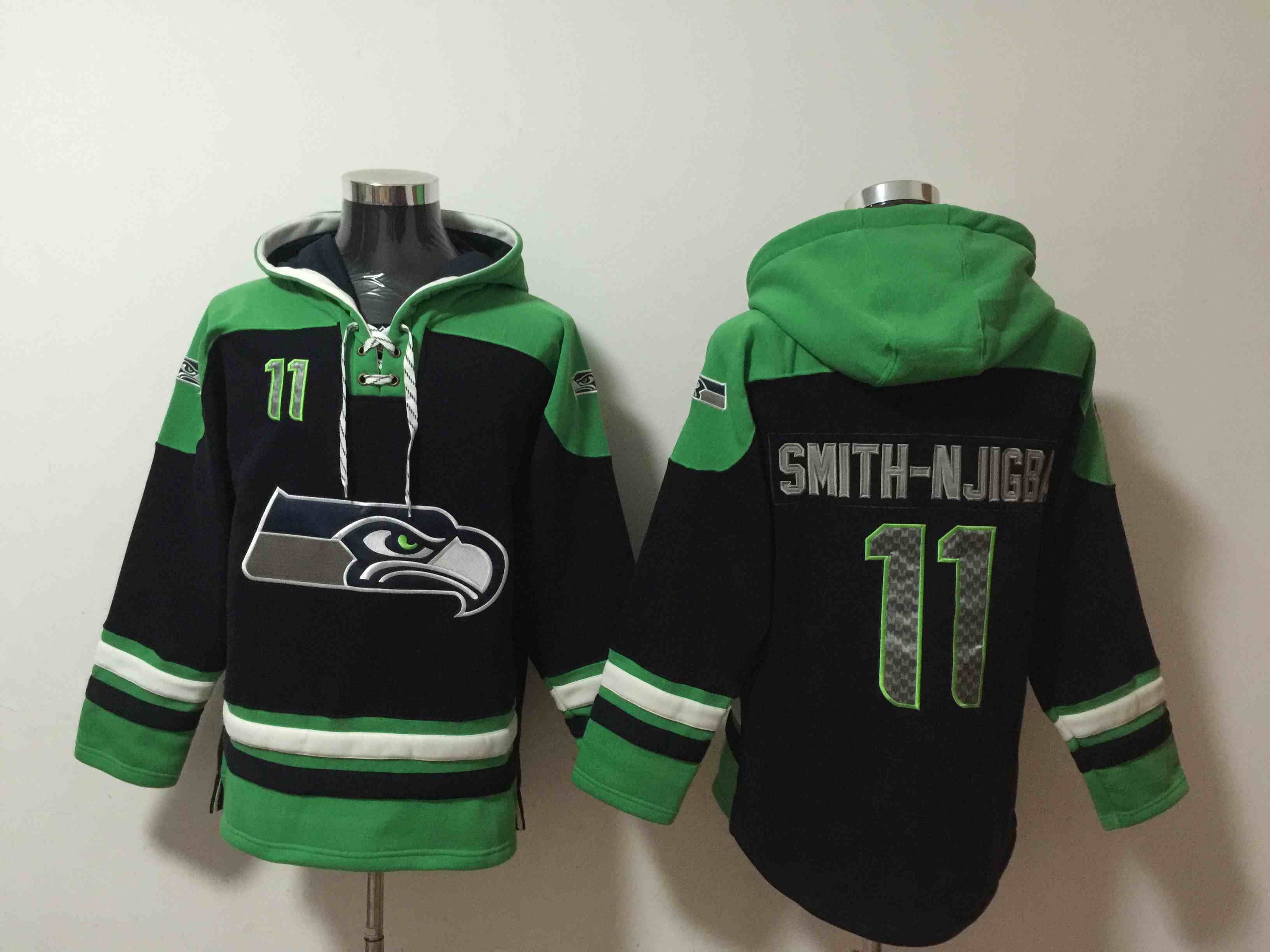 Men's Seattle Seahawks #11 Jaxon Smith-Njigba Black Ageless Must-Have Lace-Up Pullover Hoodie