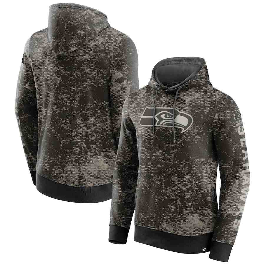 Men's Seattle Seahawks BlackGray Blackout Tonal Pullover Hoodie