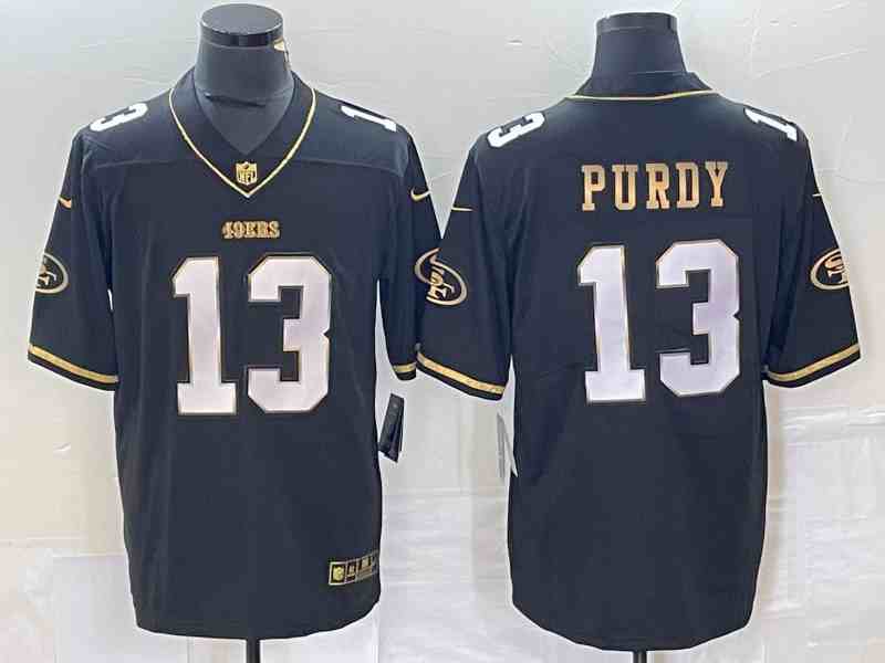Men's San Francisco 49ers #13 Brock Purdy Black Gold Stitched Jersey