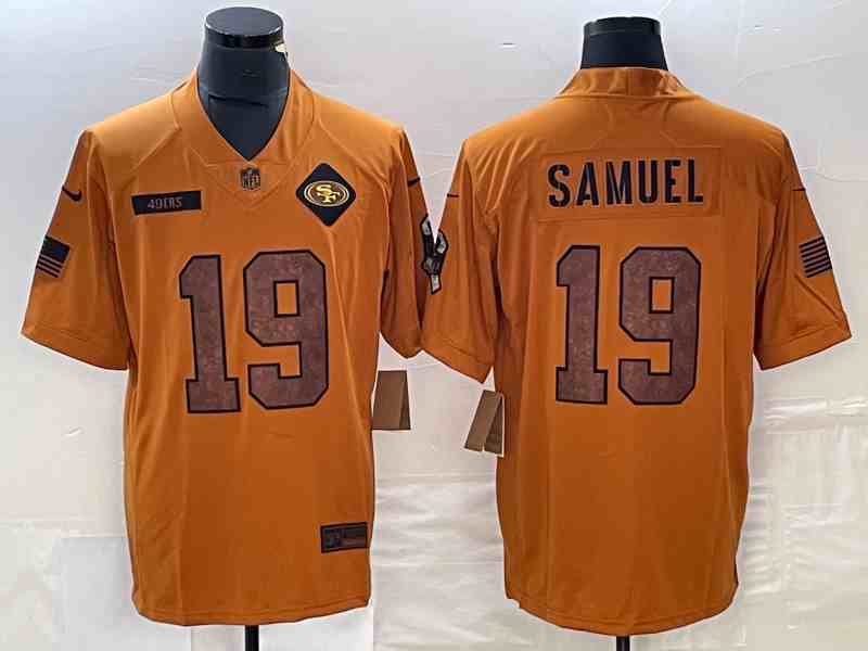 Men's San Francisco 49ers #19 Deebo Samuel 2023 Brown Salute To Service Limited Stitched Football Jersey