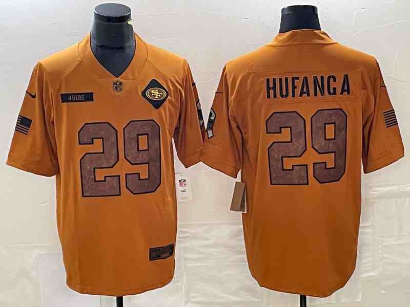 Men's San Francisco 49ers #29 Talanoa Hufanga 2023 Brown Salute To Service Limited Stitched Football Jersey