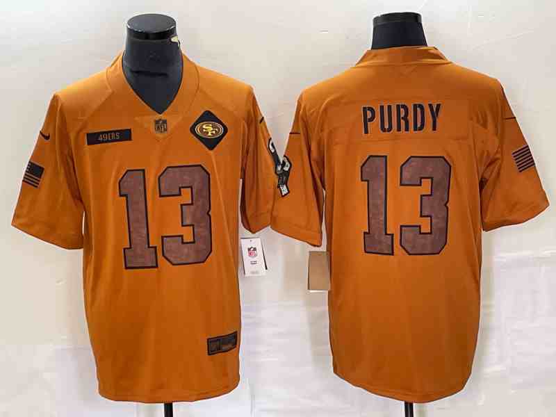 Men's San Francisco 49ers #13 Brock Purdy 2023 Brown Salute To Service Limited Stitched Football Jersey