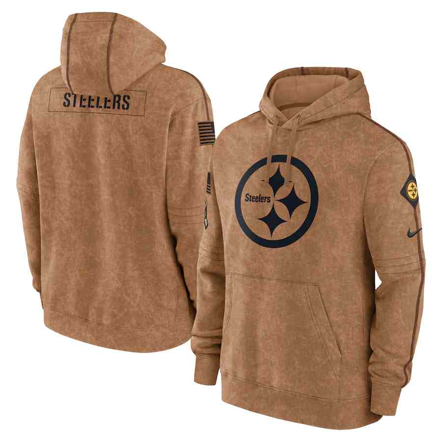 Men's Pittsburgh Steelers 2023 Brown Salute To Service Pullover Hoodie