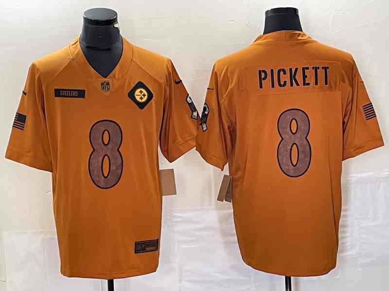 Men's Pittsburgh Steelers #8 Kenny Pickett 2023 Brown Salute To Service Limited Jersey