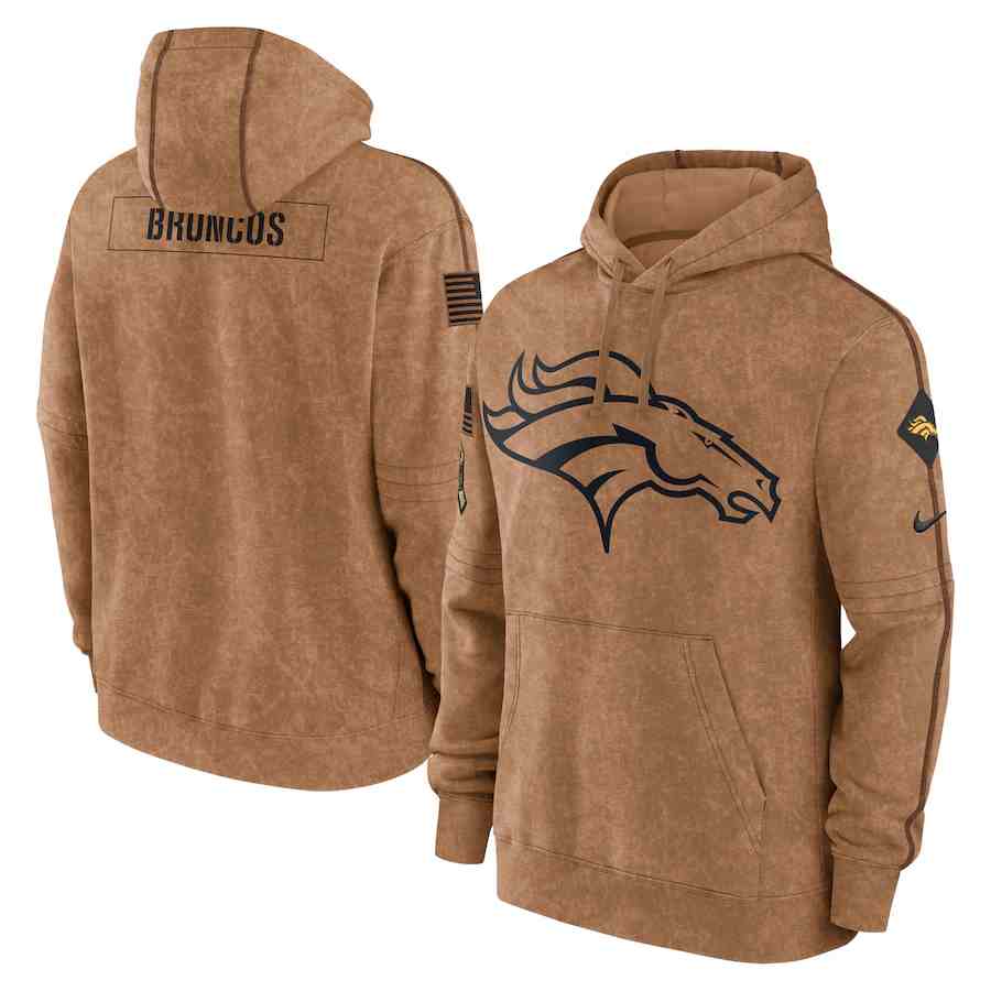 Men's Denver Broncos 2023 Brown Salute To Service Pullover Hoodie