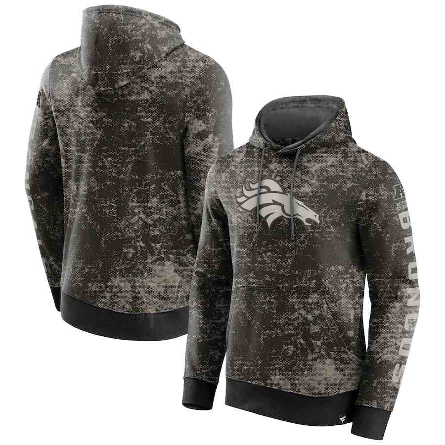 Men's Denver Broncos BlackGray Blackout Tonal Pullover Hoodie