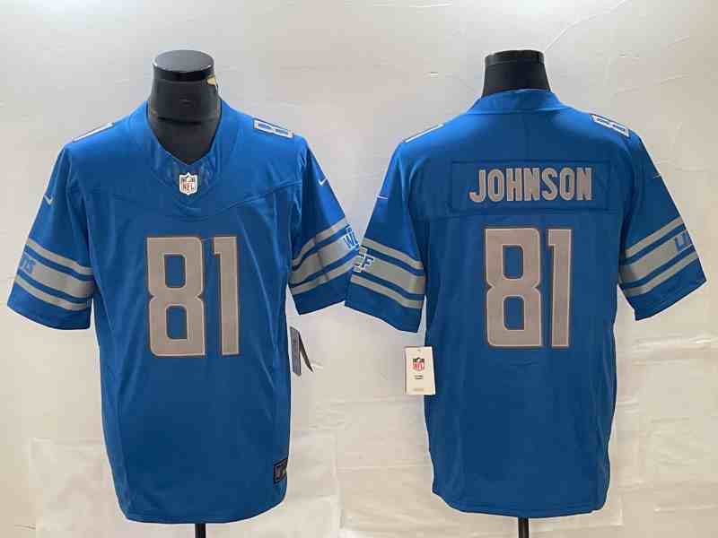Men's Detroit Lions #81 Calvin Johnson Blue 2023 F.U.S.E. Vapor Untouchable Limited Stitched Jersey