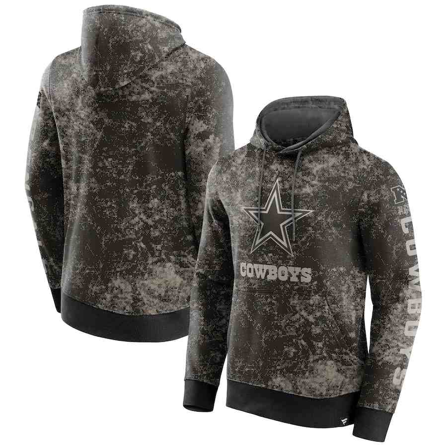 Men's Dallas Cowboys BlackGray Blackout Tonal Pullover Hoodie