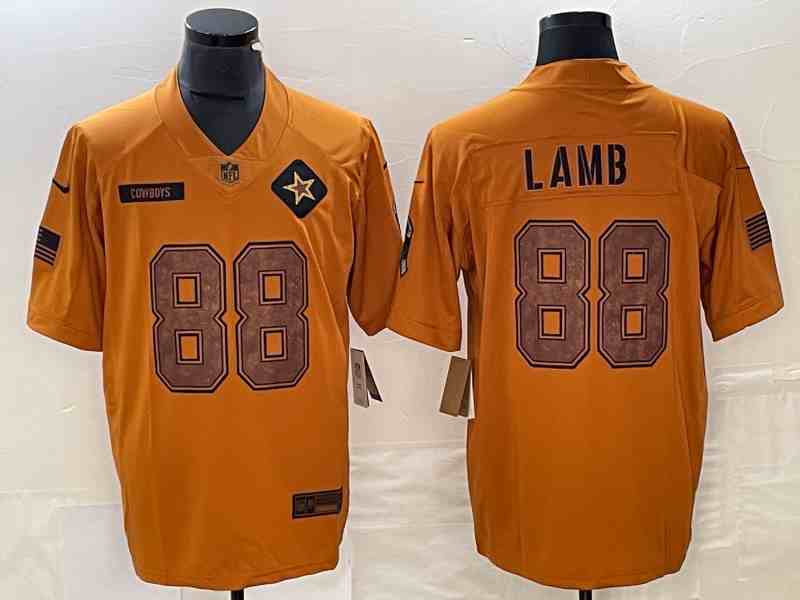 Men's Dallas Cowboys #88 CeeDee Lamb 2023 Brown Salute To Service Limited Football Stitched Jersey