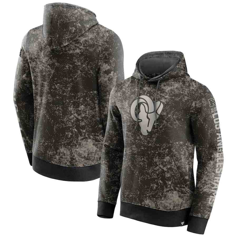 Men's Los Angeles Rams BlackGray Blackout Tonal Pullover Hoodie