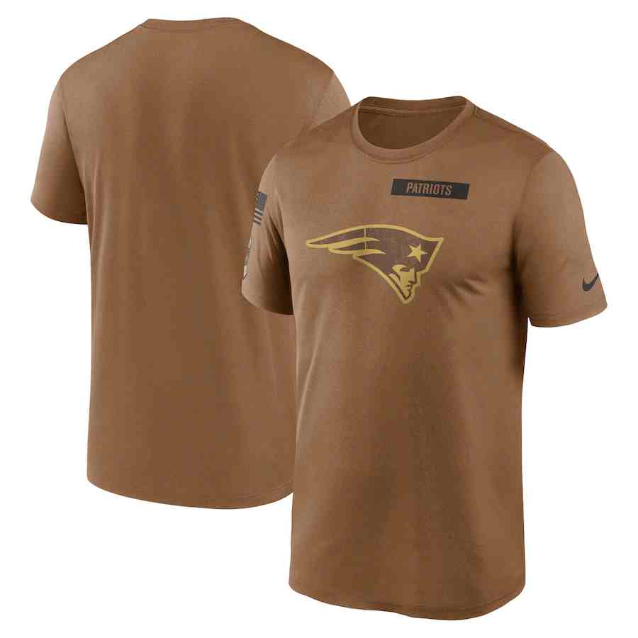 Men's New England Patriots 2023 Brown Salute To Service Legend Performance T-Shirt