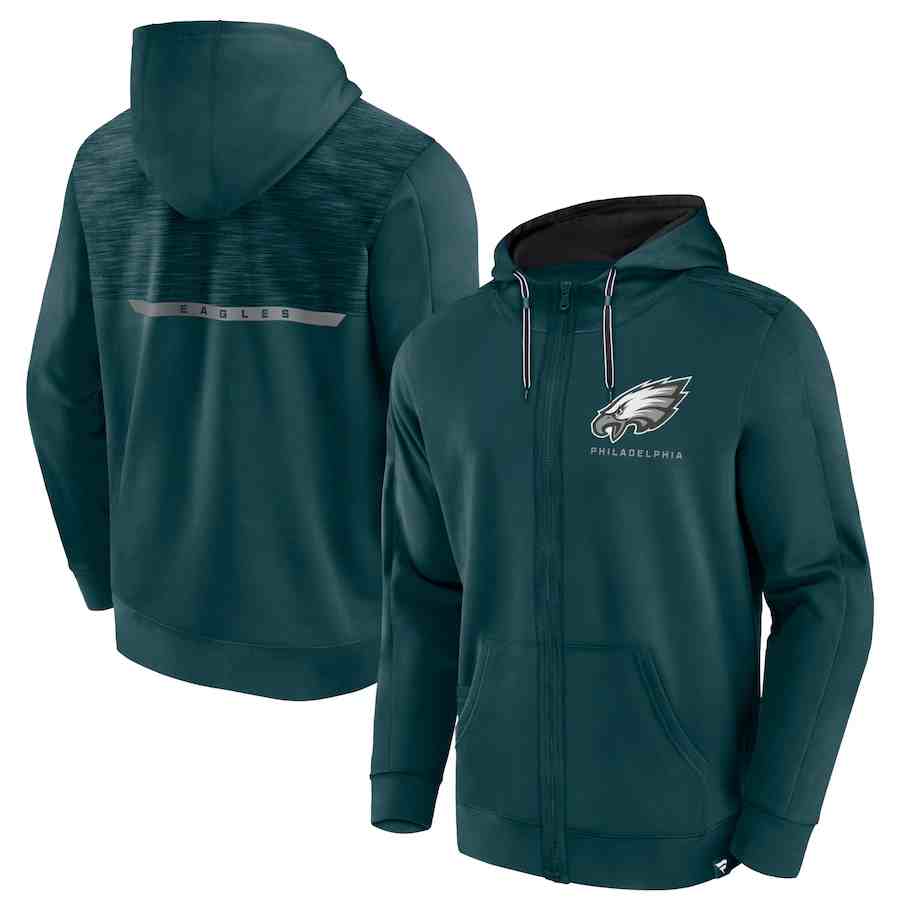 Men's Philadelphia Eagles Green Defender Evo Full-Zip Hoodie