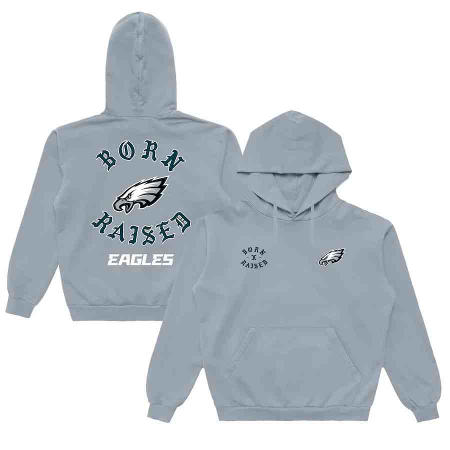 Men's Philadelphia Eagles Heathered Gray No Time Off Raglan Pullover Hoodie