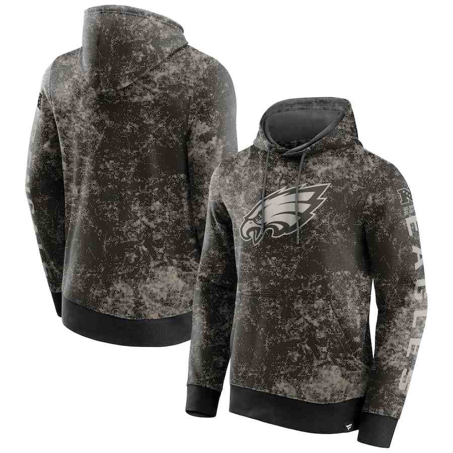 Men's Philadelphia Eagles BlackGray Blackout Tonal Pullover Hoodie