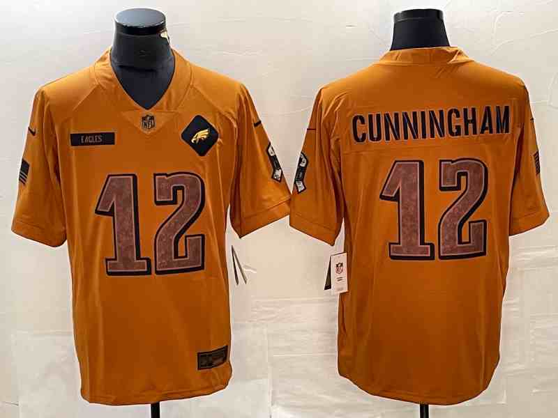 Men's Philadelphia Eagles #12 Randall Cunningham 2023 Brown Salute To Service Limited Stitched Football Jersey