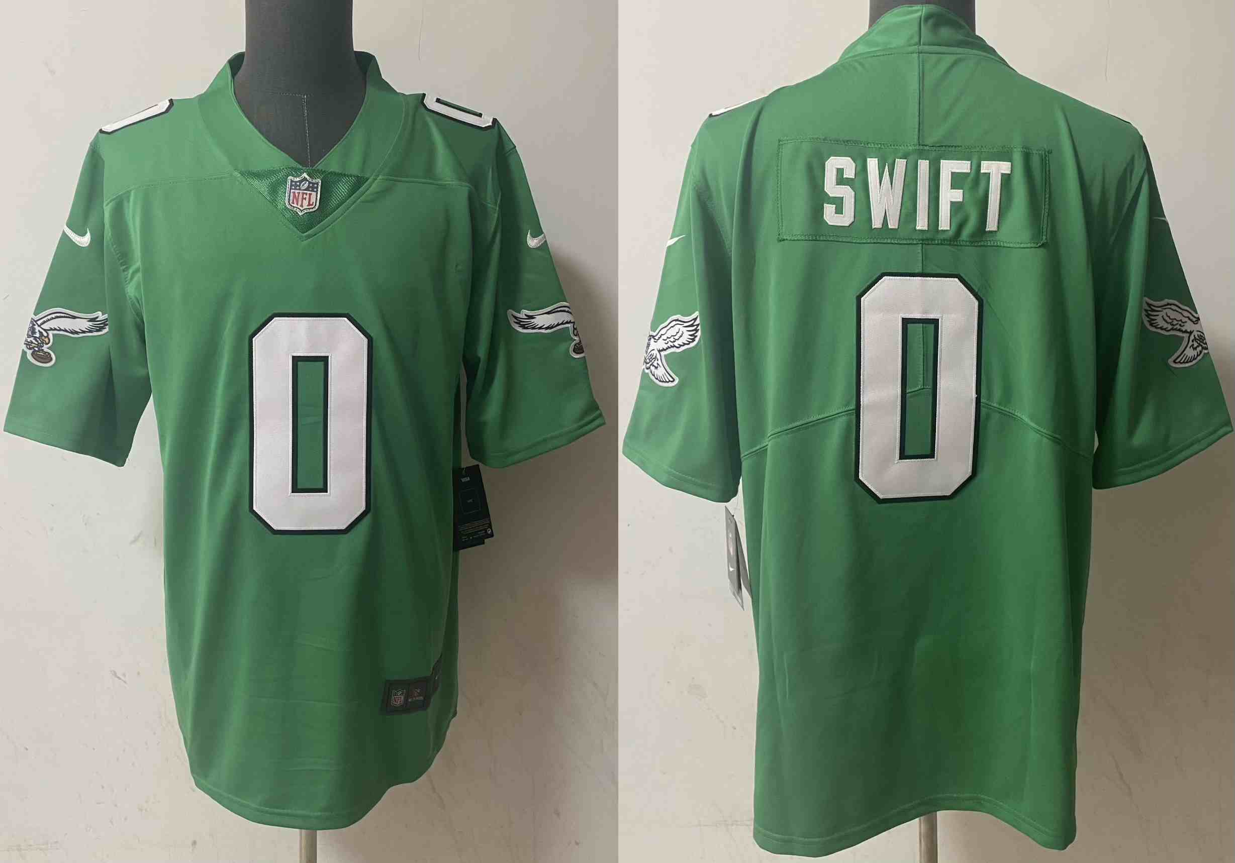 Men's Philadelphia Eagles #0 D'Andre Swift Green Vapor Limited Stitched Football Jersey