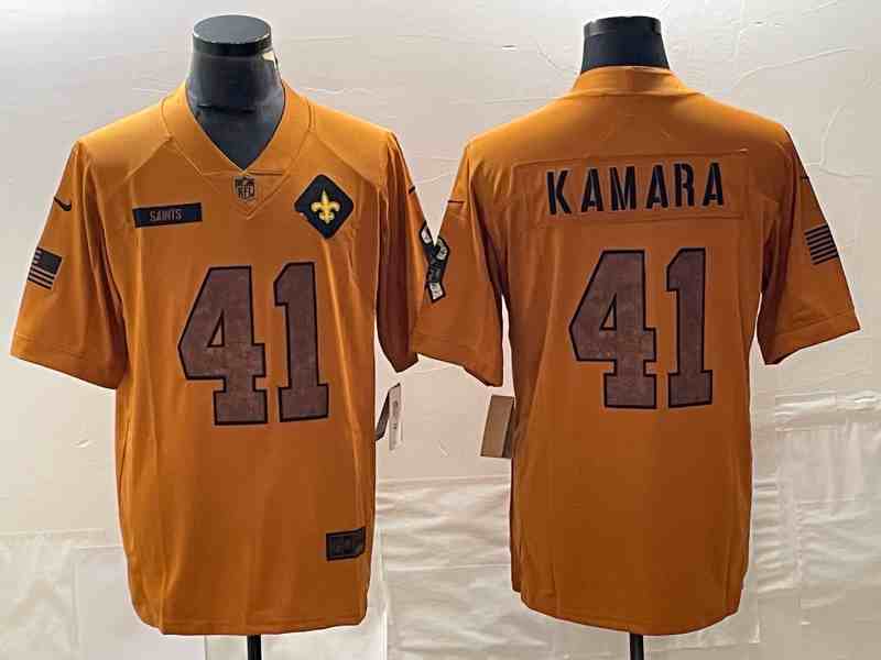 Men's New Orleans Saints #41 Alvin Kamara 2023 Brown Salute To Service Limited Limited Stitched Jersey