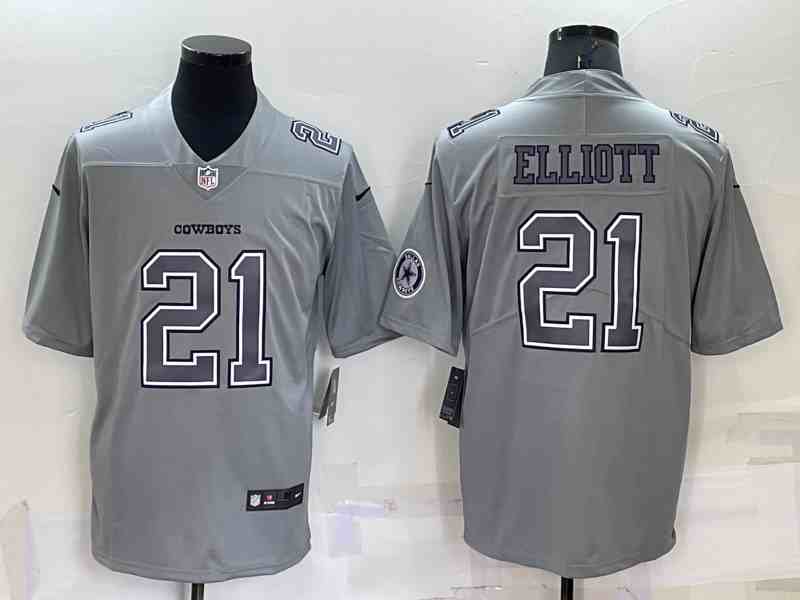 Men's Dallas Cowboys 21 Ezekiel Elliott Gray Atmosphere Fashion Vapor Limited Jersey