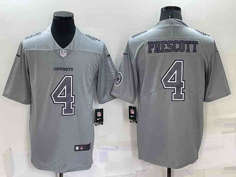 Men's Dallas Cowboys #4 Dak Prescott Grey Atmosphere Fashion Stitched Game Jersey