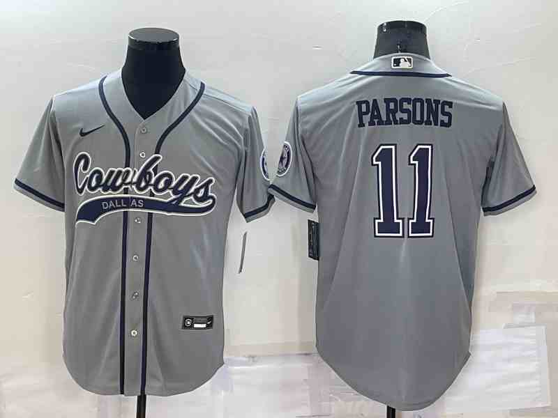 Men's Dallas Cowboys #11 Micah Parsons Gray Baseball Cool Base Jersey