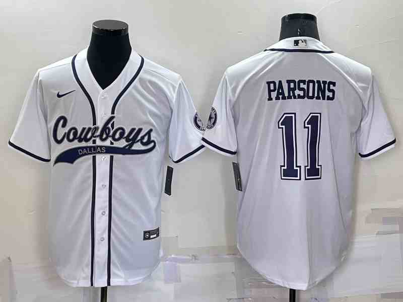 Men's Dallas Cowboys #11 Micah Parsons White Baseball Cool Base Jersey