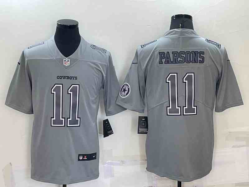 Men's Dallas Cowboys 11 Micah Parsons Gray Atmosphere Fashion Vapor Limited Jersey