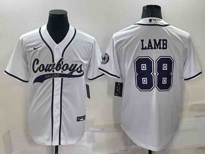 Men's Dallas Cowboys #88 CeeDee Lamb White Baseball Cool Base Jersey