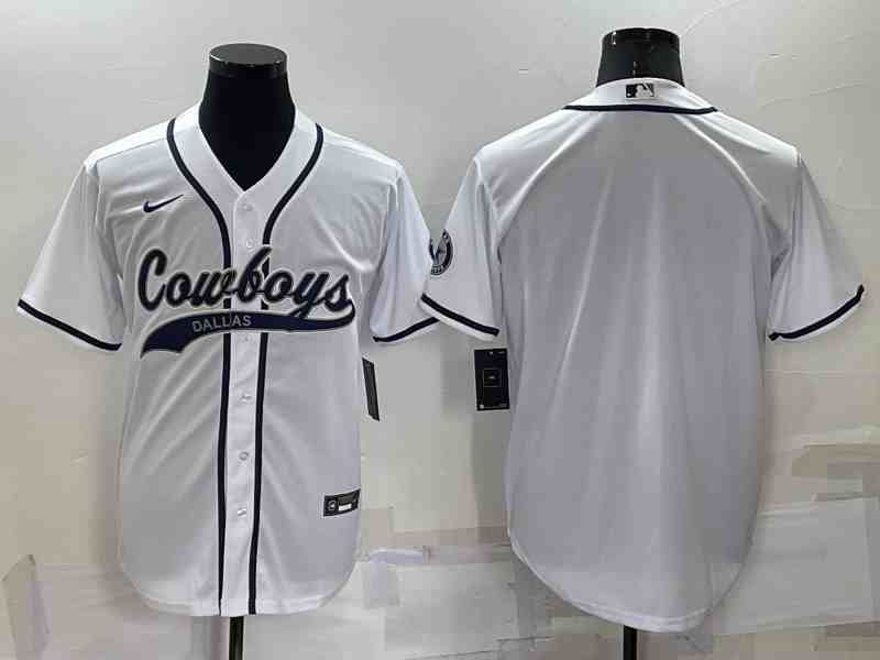 Men's Dallas Cowboys Blank White Baseball Cool Base Team Jersey