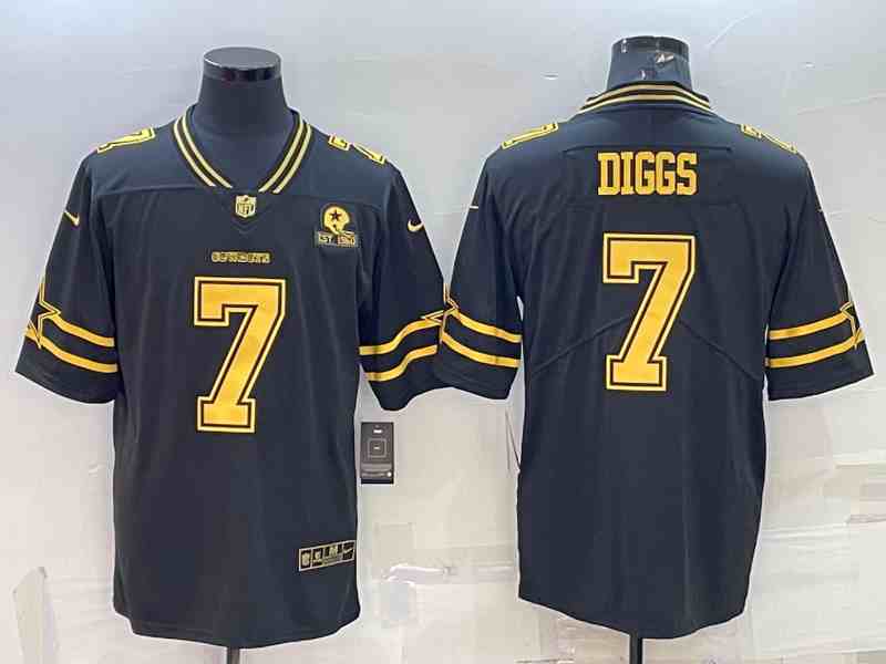 Men's Dallas Cowboys #7 Trevon Diggs Black Gold Vapor Limited Jersey