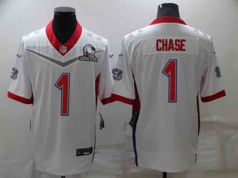 Men's 2022 AFC Pro Bowl Cincinnati Bengals #1 Ja'Marr Chase White Jersey