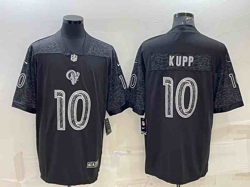 Men's Los Angeles Rams #10 Cooper Kupp Black Reflective Limited Stitched Football Jersey